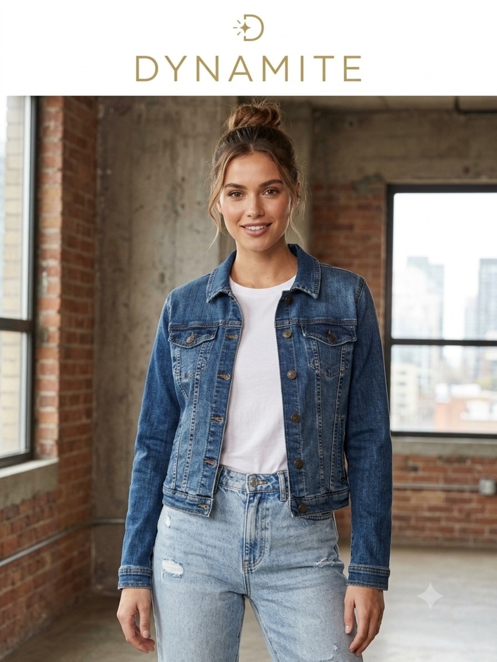 Dynamite Dark Blue Fitted Denim Jacket